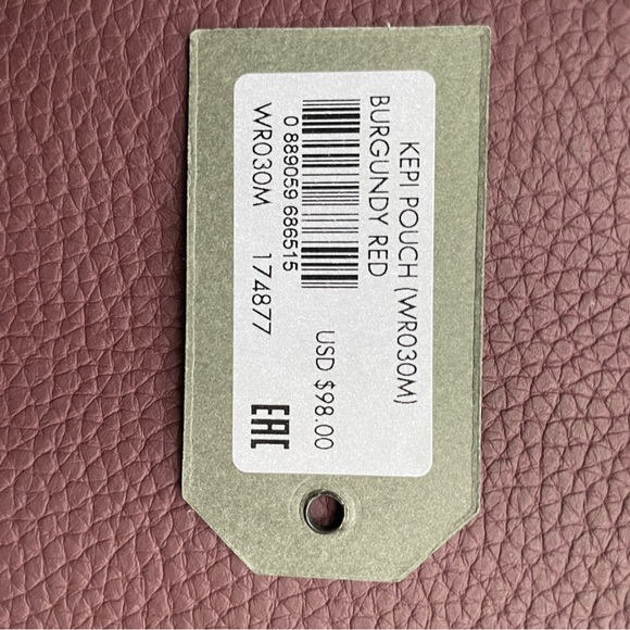 ALL SAINTS kepi clutch pouch burgundy red. Pebbled leather. PREOWNED w/ tag - Picture 3 of 10